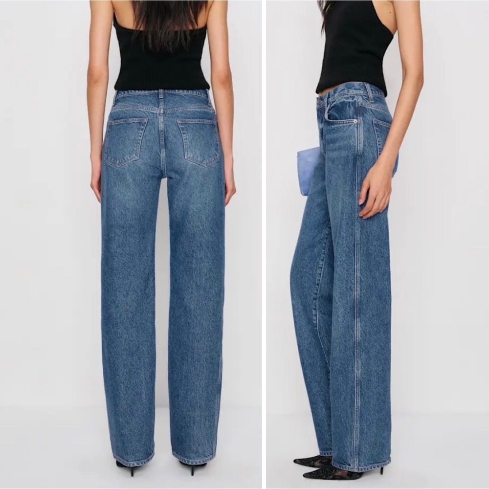 REFORMATION Val 90s Mid Rise Straight Wide Leg Jeans in Pelican